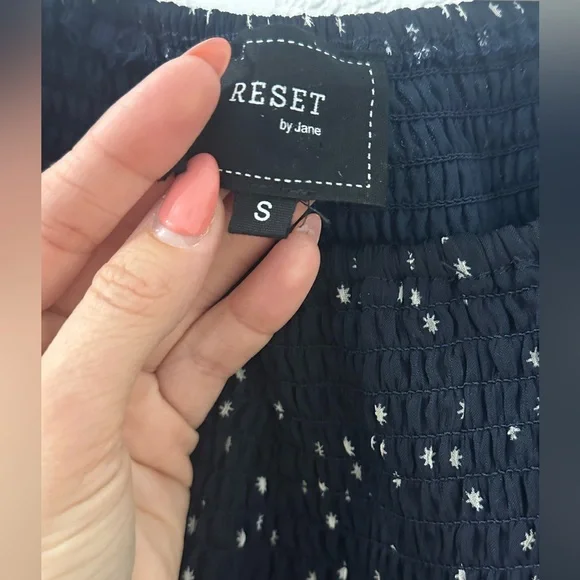 Reset by Jane smoked log. Sleeve Elegant Black Starry Dress women size small - Picture 4 of 5